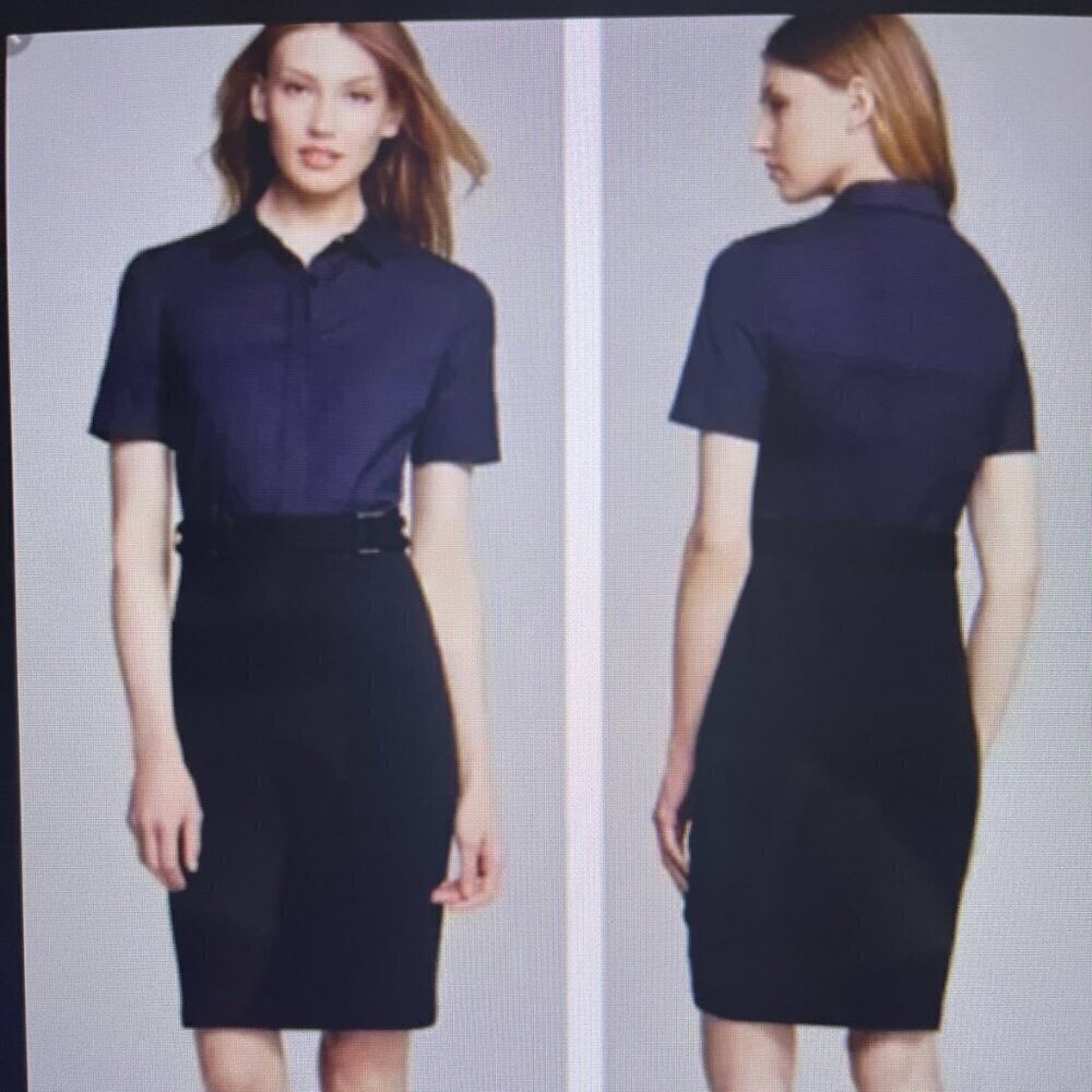 TORY BURCH Navy & Black Cotton & Wool Blend Dress Style#30142410 Sz.XL